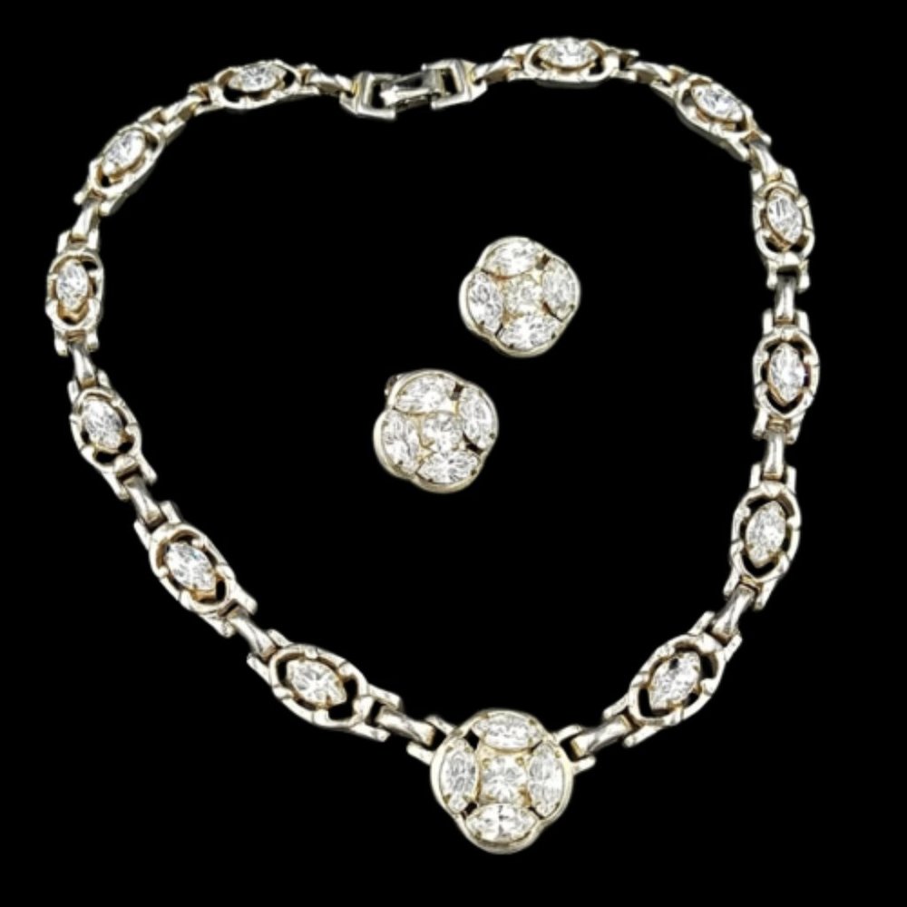 Vintage Barclay Rhinestone Necklace Earring Set